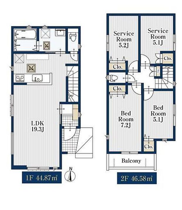 (１号棟)、価格4280万円、2LDK+2S、土地面積124.76m2、建物面積91.45m2