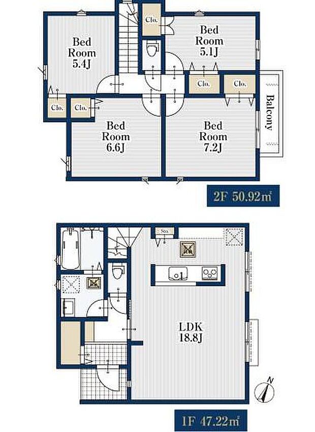 (２号棟)、価格4780万円、4LDK、土地面積130.1m2、建物面積98.14m2