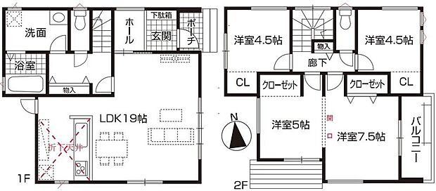 (１号棟)、価格3599万円、4LDK、土地面積122.94m2、建物面積99.59m2 