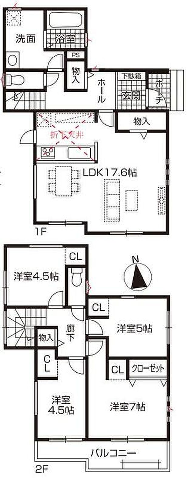 (２号棟)、価格3599万円、4LDK、土地面積121.46m2、建物面積99.63m2