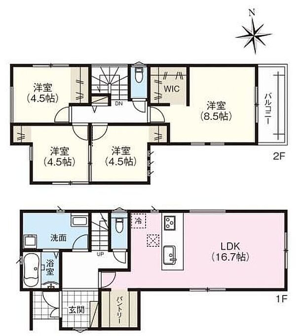 (１号棟)、価格3499万円、4LDK、土地面積140.22m2、建物面積100.44m2 
