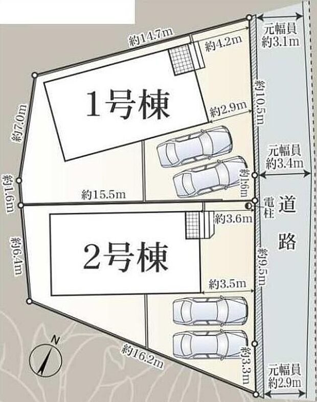 １号棟　２，４９０万円
２号棟　２，５９０万円