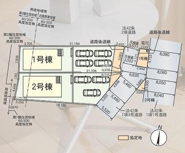 １号棟　３，２９０万円
２号棟　３，１９０万円

前道が6ｍあるので、車庫入れが苦手な方でも安心して入れられます♪