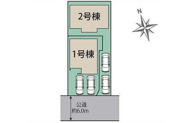 【全体区画図】１号棟　３，８９９万円
２号棟　３，２９９万円