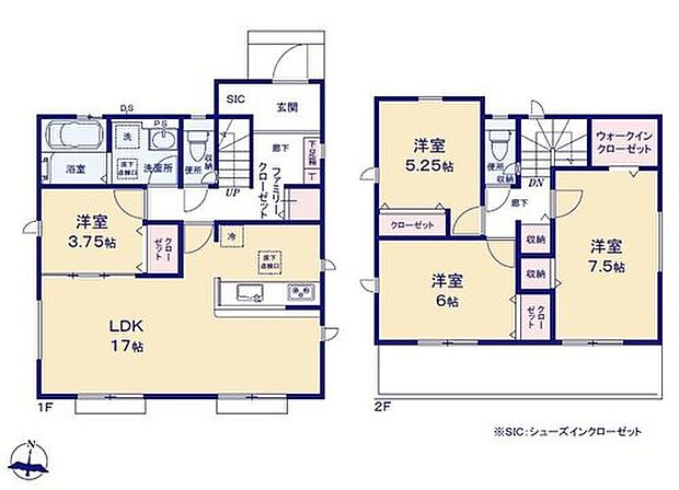 【4LDK】対面式キッチン仕様の約17帖リビング♪
LDKと洋室を一体できる人気の間取り♪
WICやFCLがあり、各居室にも収納スペース完備♪
2部屋から出入りできる日当たり良好な南側バルコニー♪