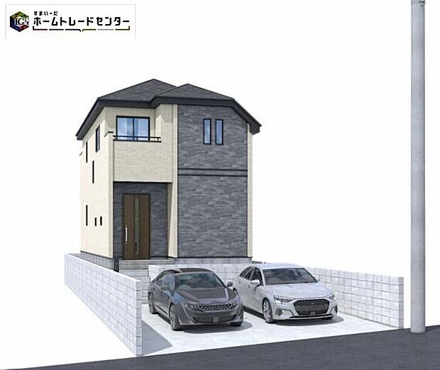 【完成予想図(外観)】住宅性能評価取得、耐震等級3の安心感に加え、浴室乾燥機や床下収納、WICなど設備と収納面もモデルハウスでじっくりご確認いただけます。
