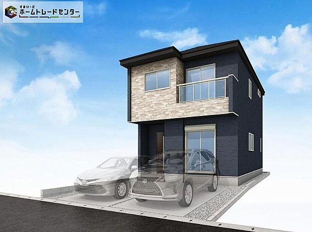 【完成予想図(外観)】（２号棟）建築中のためモデルハウスで構造説明会を開催しております☆設備や構造などご説明いたします！お気軽にお問い合わせください♪
