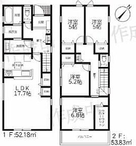 対面式キッチン仕様の約１７．７帖リビング♪２階４部屋あり、お子様ひとりひとりにお部屋を与えられます♪WICがあり、各所・各居室にも収納スペース完備♪日当たり良好な南東側バルコニー♪ 