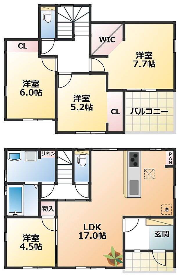 全室南向きで陽当たりの良い間取りです