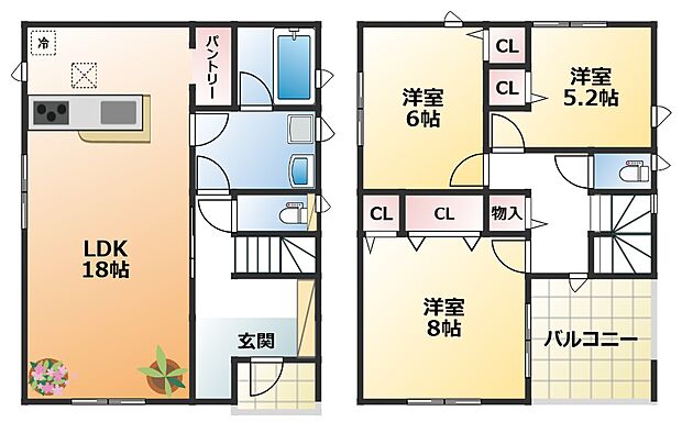 南向きで陽当たりの良い間取りです