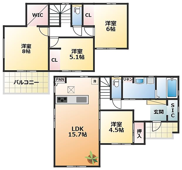 全室南向きで陽当たりの良い間取りです