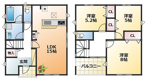 南向きで陽当たりの良い間取りです