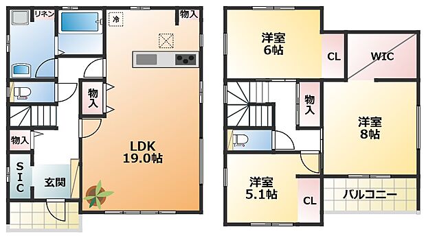 南向きで陽当たりの良い平屋の間取りです