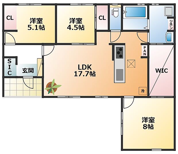 南向きで陽当たりの良い間取りです