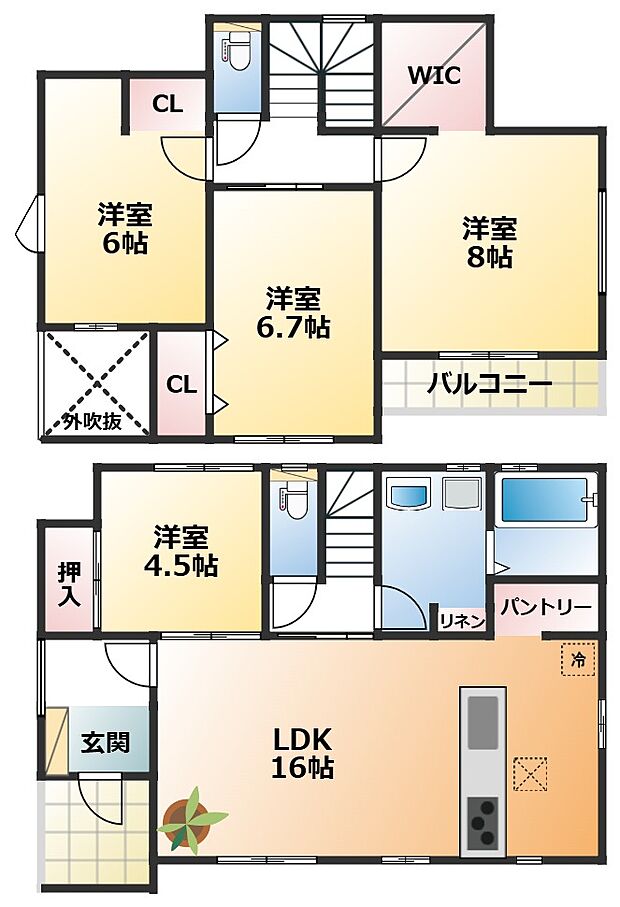 南向きで陽当たりの良い間取りです