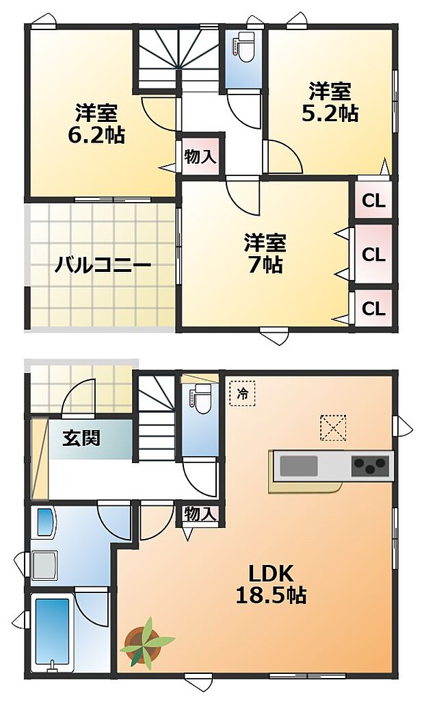 南向きで陽当たりの良い間取りです