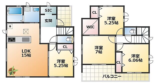 南向きで陽当たりの良い間取りです