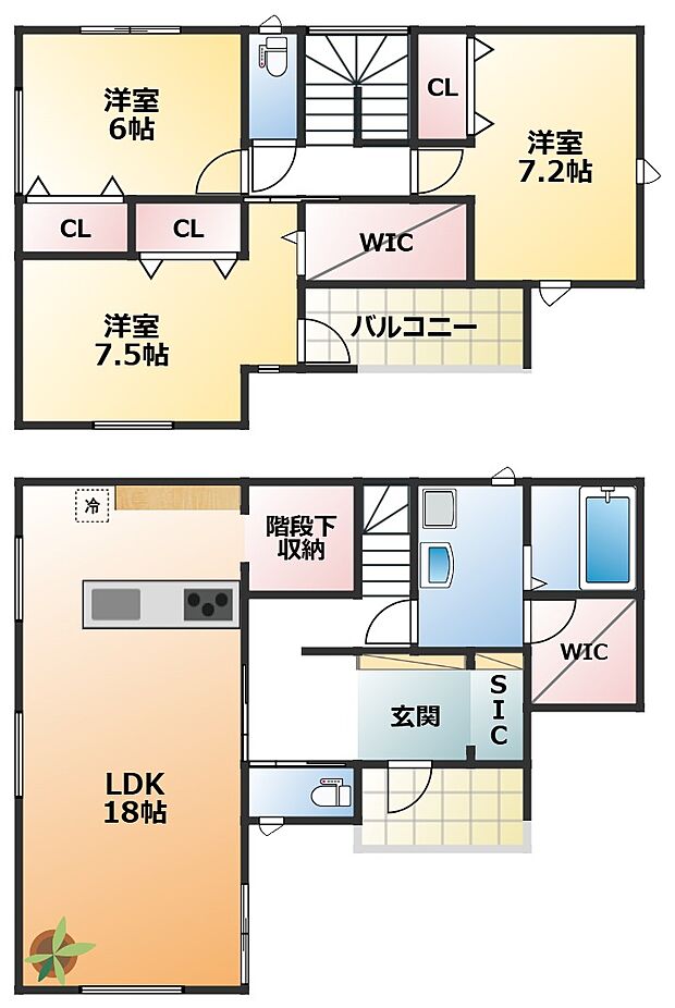 南向きで陽当たりの良い間取りです