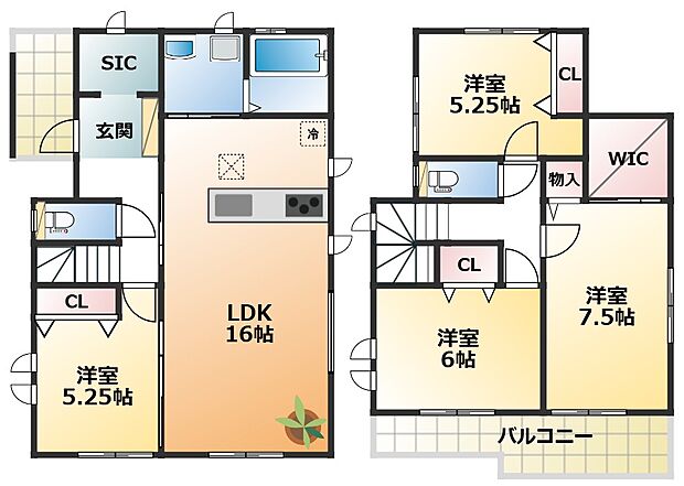 南向きで陽当たりの良い間取りです