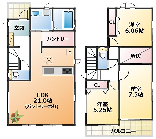 南向きで陽当たりの良い間取りです