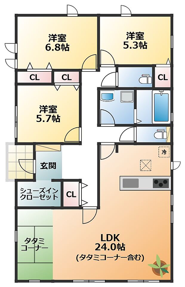 南向きで陽当たりの良い間取りです