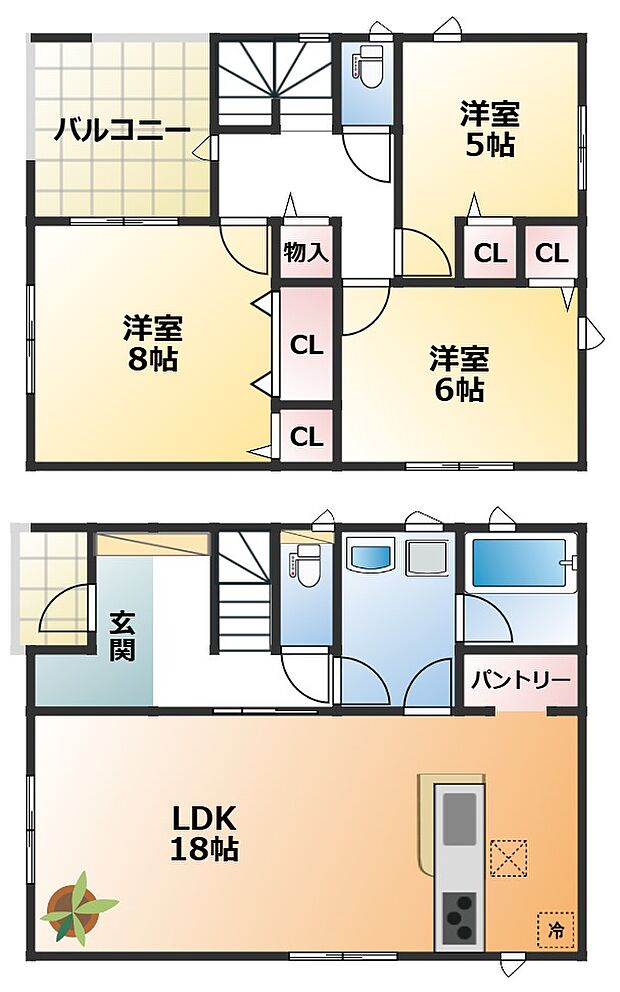 南向きで陽当たりの良い間取りです