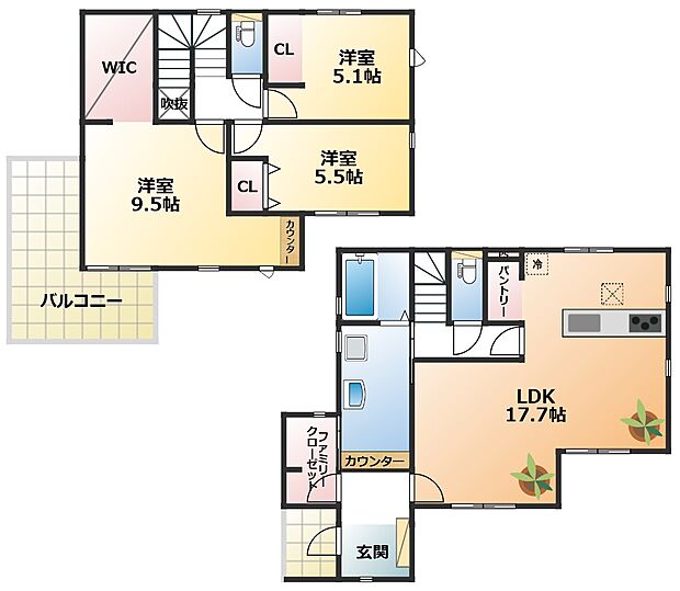 南向きで陽当たりの良い間取りです