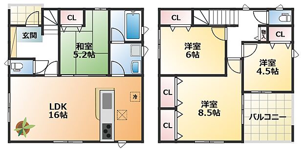 南向きで陽当たりの良い間取りです