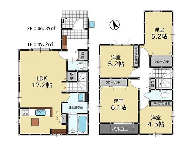 全居室収納付きで便利です。