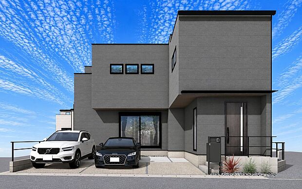 【外観パース図】『現地案内予約受付中』アールギャラリー安城市横山町の家外観パース F号棟未完成物件の為、モデルハウスへのご案内も致します。お気軽にお問合せ下さいませ。