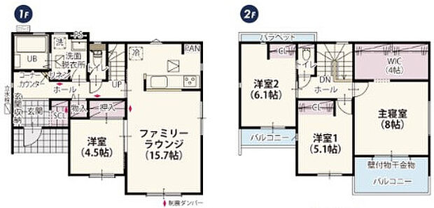 全部屋南向きで明るい室内が特徴