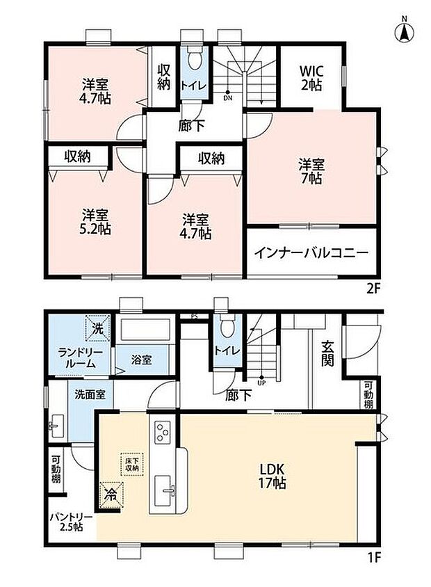 4280万円、4LDK、土地面積149.24m2、建物面積112.62m2 4LDK
LDKは17帖 パントリー・ストレージ・WIC付き主寝室で暮らしやすさを実現。南向きインナーバルコニー付き