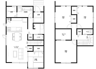 1階・2階をまとめた間取り図です。間取り・面積・価格は住戸全体の情報です。 