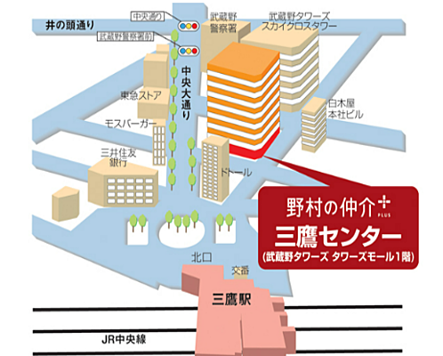 野村不動産ソリューションズ株式会社 三鷹センターの周辺地図