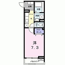 プレステージ太秦 1Kの間取図画像