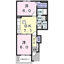 キャンディッド 2DKの間取図画像