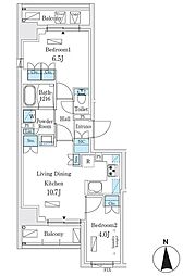 ジオエント秋葉原 10階2LDKの間取り