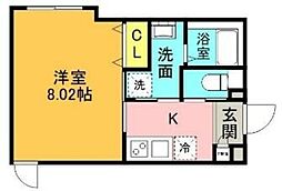 ARC TENJIN 2階1Kの間取り