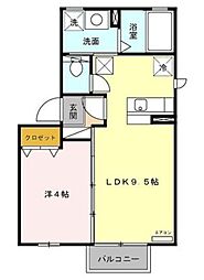 プラムツリー 1階1LDKの間取り
