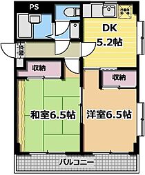 メゾンドユー 2DKの間取図画像