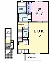 ミルト・ラフレシール 2階1LDKの間取り