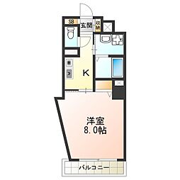 シティスパイア美章園 1Kの間取図画像