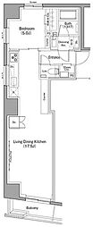ザ・パークハビオ日本橋小伝馬町 1LDKの間取図画像