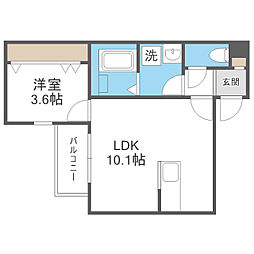OC周船寺 1LDKの間取図画像