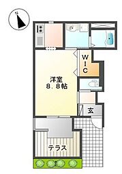 ラ・パーチェ 1Kの間取図画像
