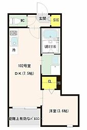 ブランシェ志茂 1DKの間取図画像
