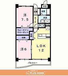 アズゥール 2LDKの間取図画像