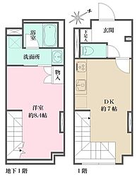 フィーカ大井町 1階1DKの間取り