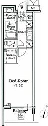 レジディア文京本駒込 5階1Kの間取り