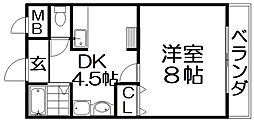 ベルフォーレ 1DKの間取図画像